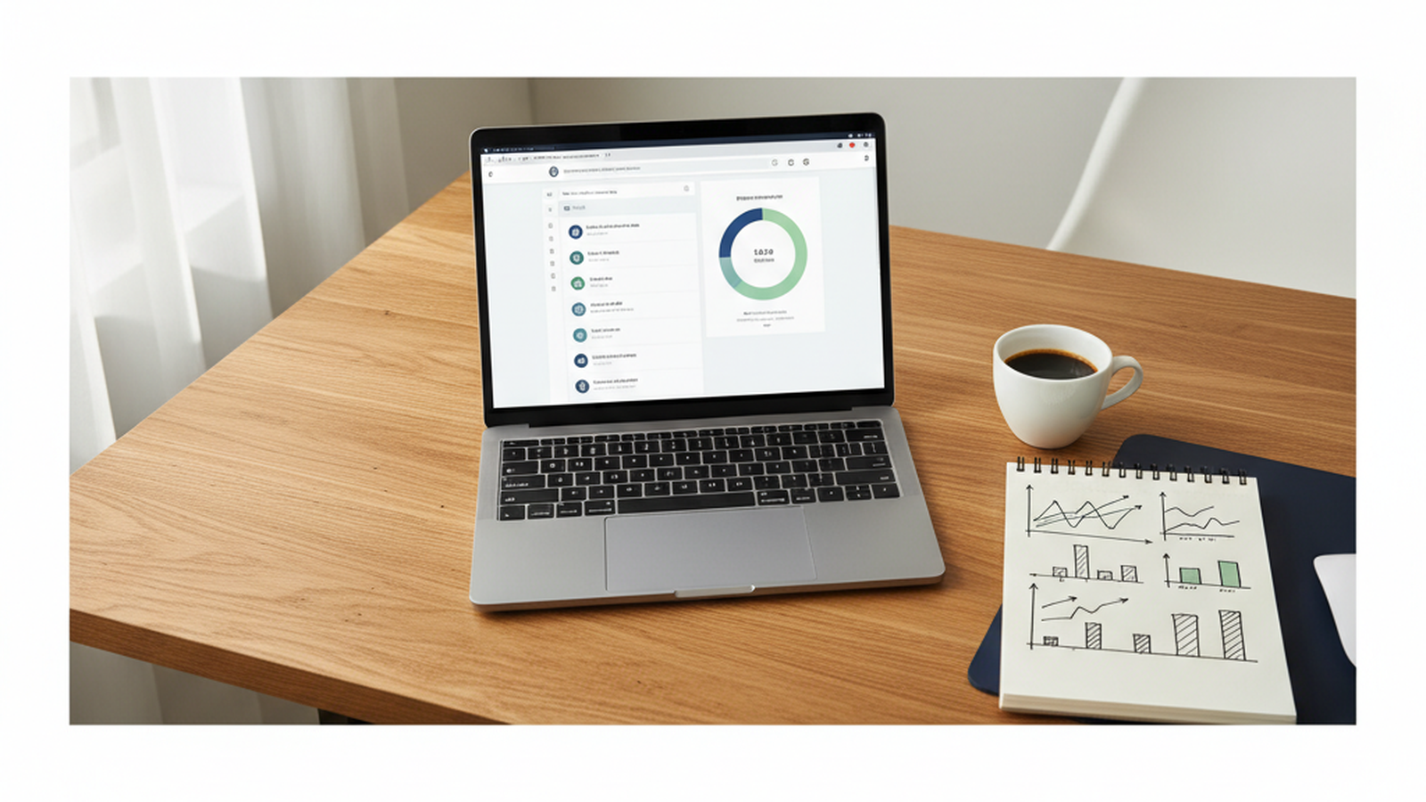 Clean desk workspace showing a laptop running a WordPress page speed audit